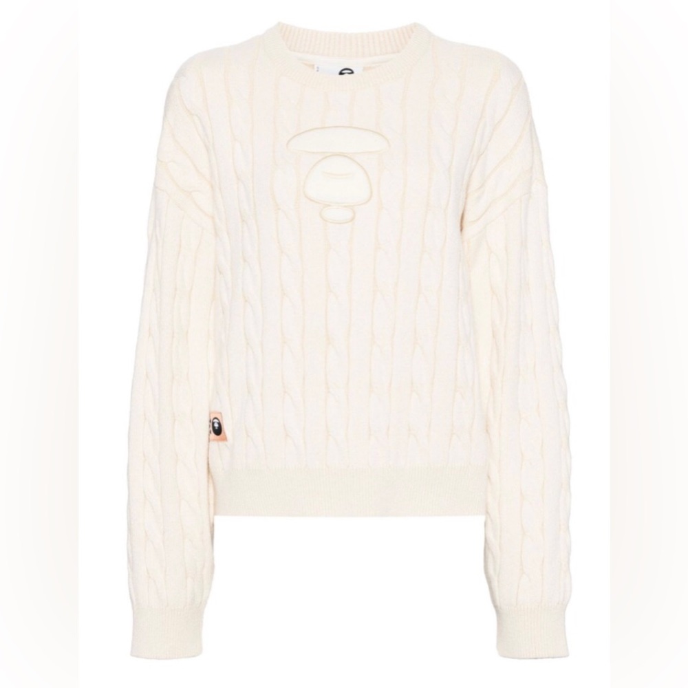 AAPE BY *A BATHING APE®
logo-print cable-knitted jumper